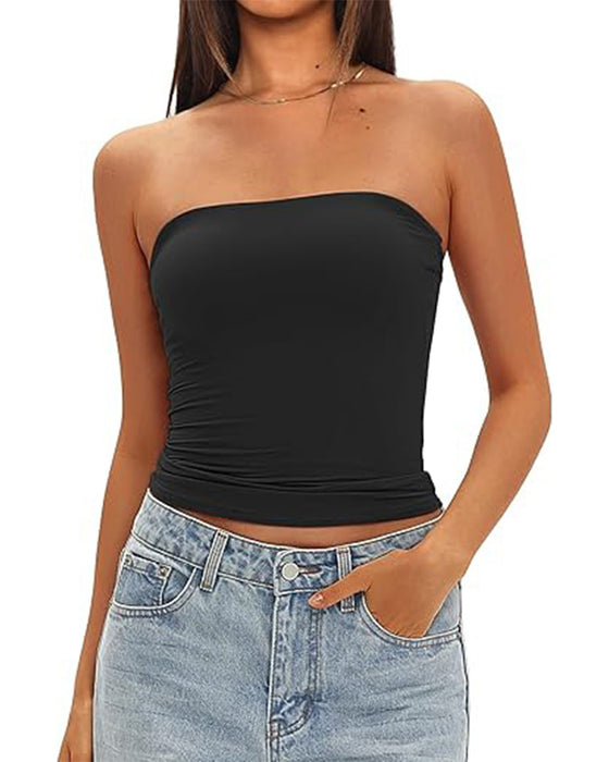 Tank Top Uden Stropper Kort Tætsiddende