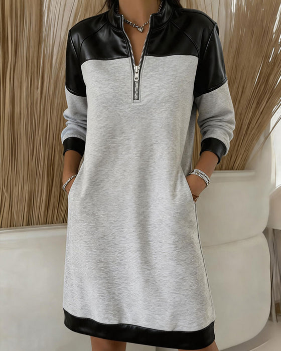 Kjole Halv Lynlås Casual Sweatshirt
