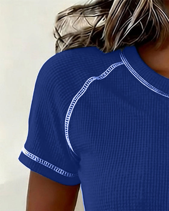 T-Shirt Vævning Waffle Henley