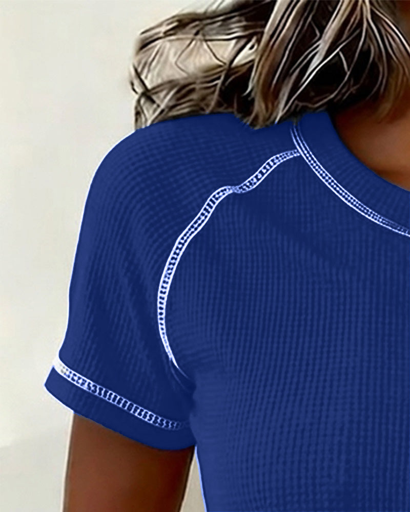 T-Shirt Vaffelstrikket Henley
