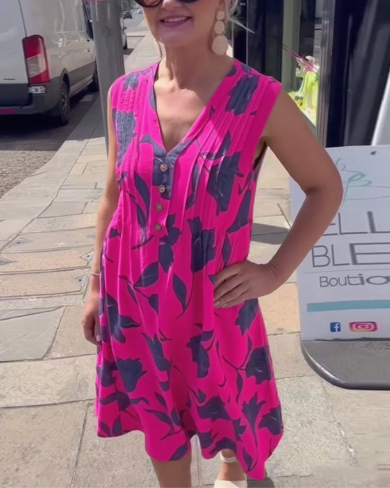 Kjole V-Hals Ærmeløs Trykt