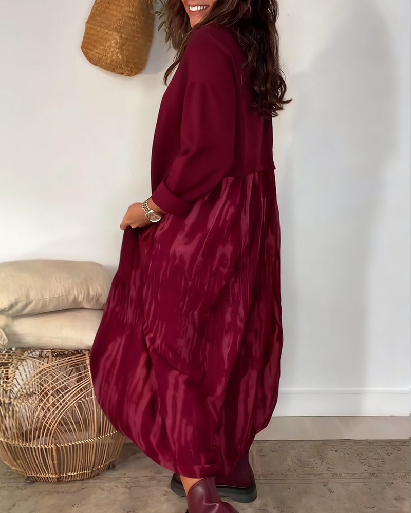 Kjole Rund Halsudskæring Uregelmæssig Patchworktryk