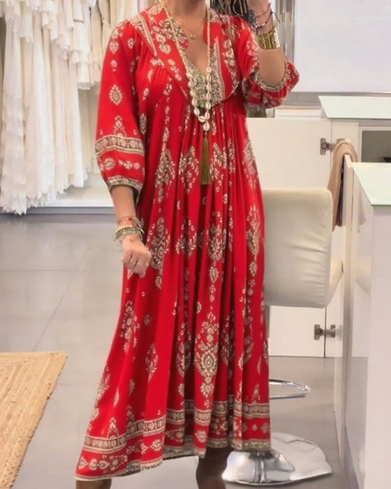 Kjole med afslappet print og løse lommer