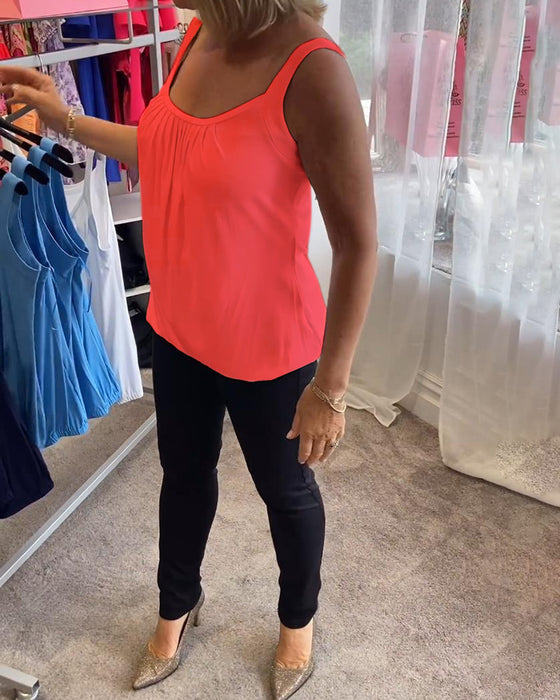 Plisseret hvid camisole top