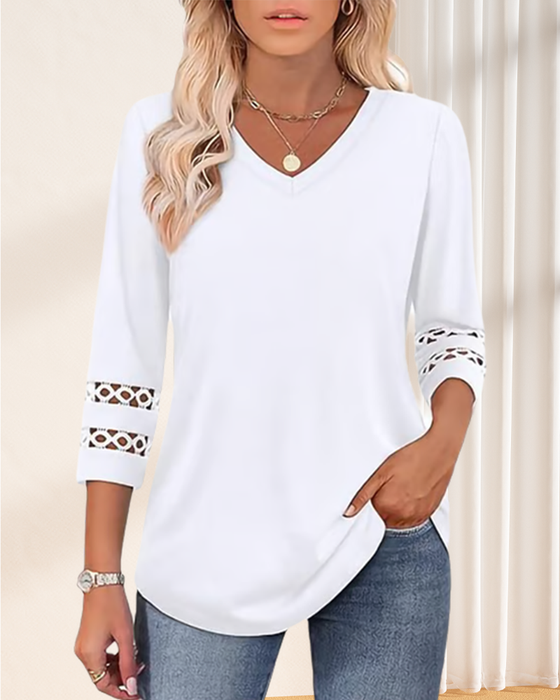 V-Hals T-shirt Med Hullet Krage Design