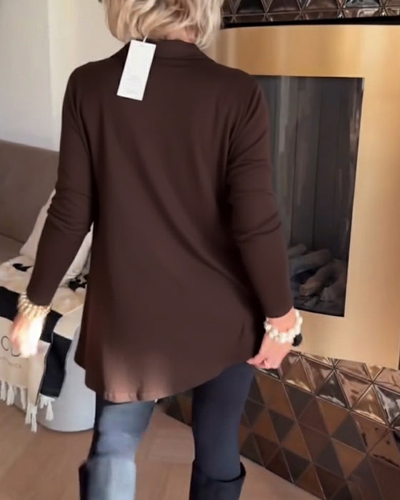 Uregelmæssig Krave Langærmet Top