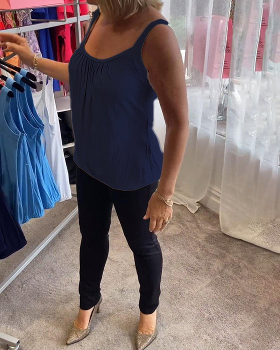 Sæt Plisseret hvid camisole top