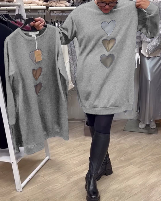 Kjole Shift Hjerte Mønster Casual