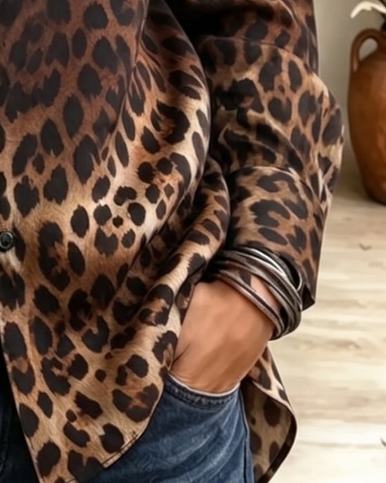 Skjorte Gradient Leopard Revers
