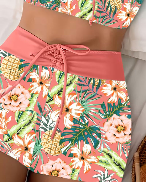 Bikinis Ananas Blomstret Nederdel Todelt