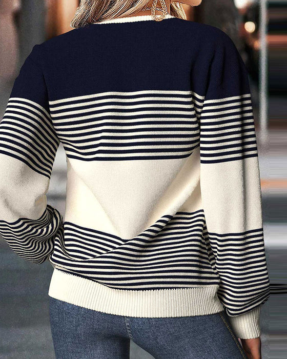 Sweatshirt Stribet Spliced Løs