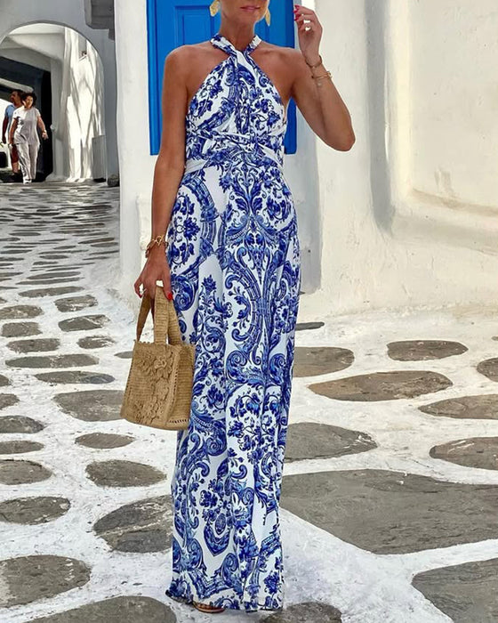 Kjole Airy Neckless Cashew Flower Long