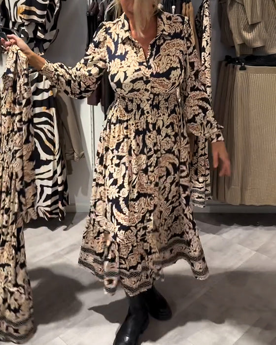 Modekjole Med Reverskrave Og Print