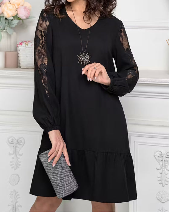 Kjole Mesh Patchwork V-hals