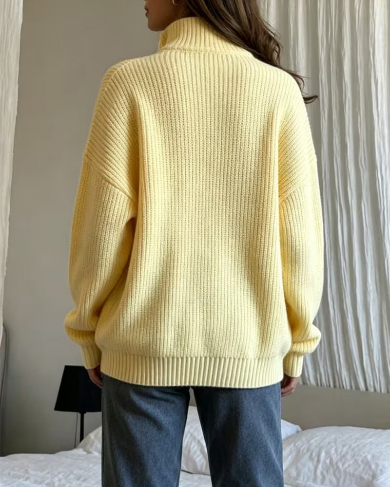 Pullover Halv Lynlås Stående Krave Stilfuld