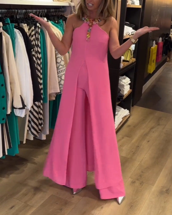 To-delt sæt | Top med åben ryg og bukser