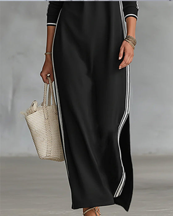 Kjole Kontrast Knap V-hals