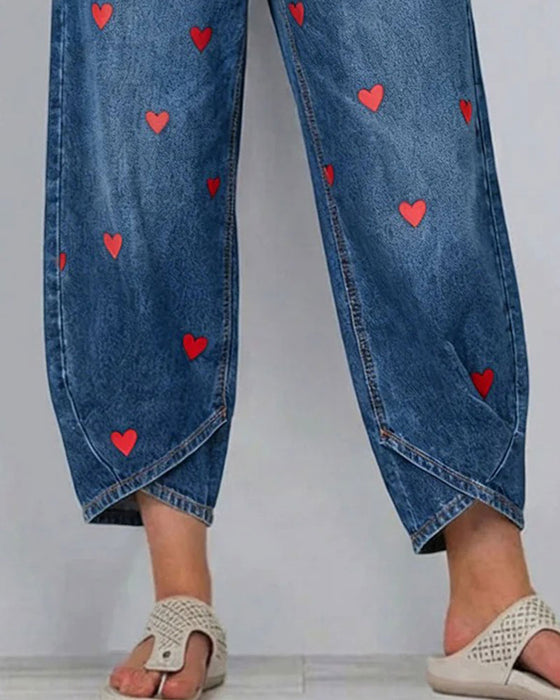 Bukser Hjerte Tryk Denim Ankel