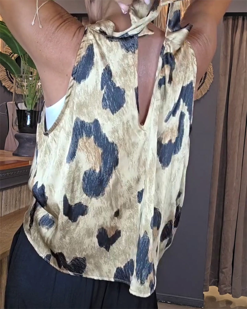 Tanktop Leopardmønstreret Rundhals