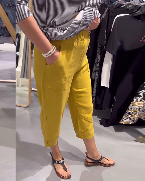 Bukser Afslappede Tilspidsede Bomuld Og Hør Korte