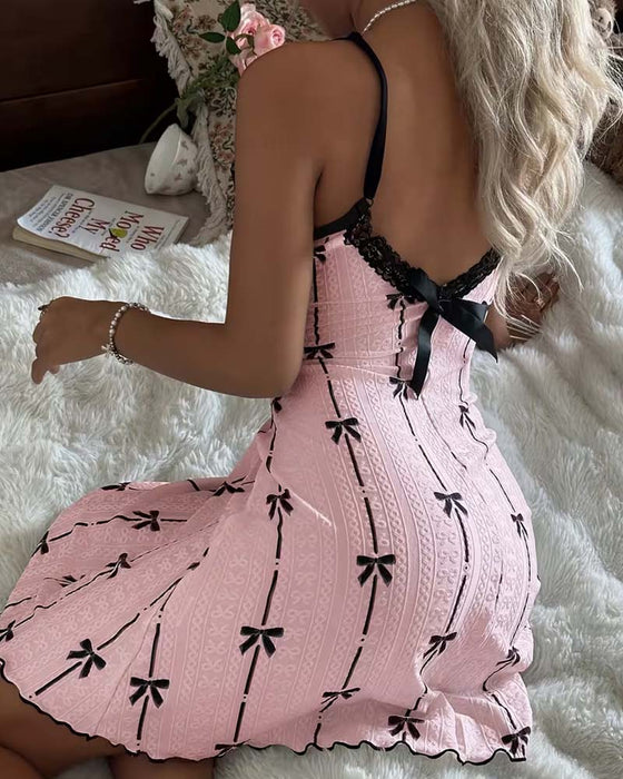 Søvnkjole Blonde Sløjfe Tryk