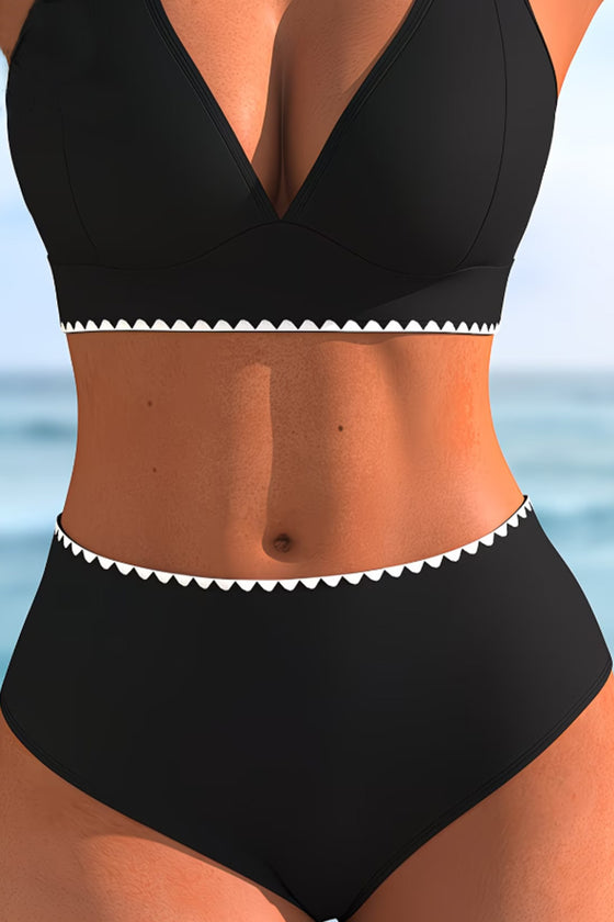 Bikini To-Skulderrem Kontrast Kant