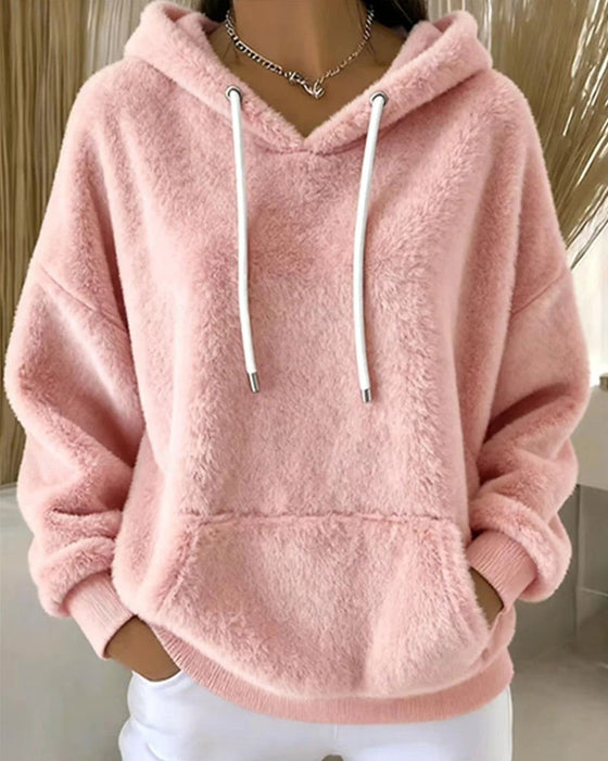 Hoodie Plys Hætte Afslappet