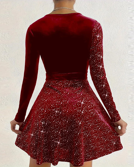 Kjole Dyb V-udskæring Fløjl Varm Borning