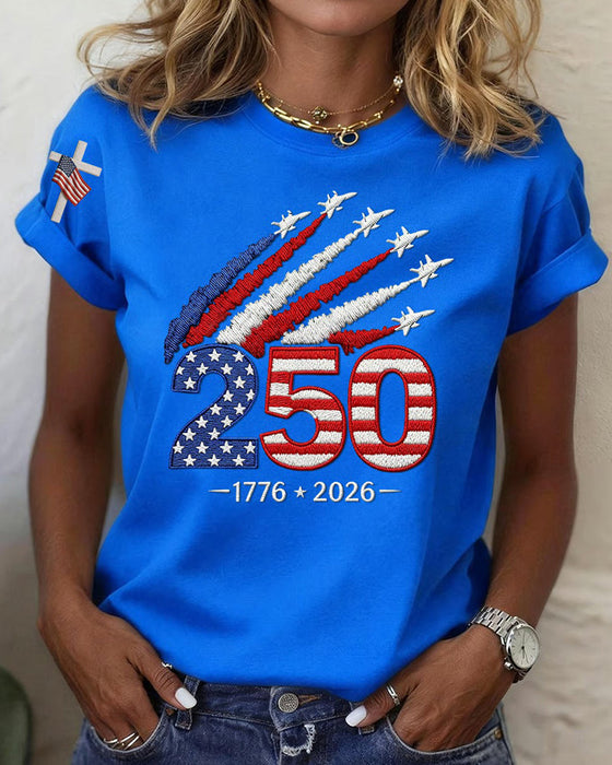 T-Shirt Flag Fly Print Kort Ærme