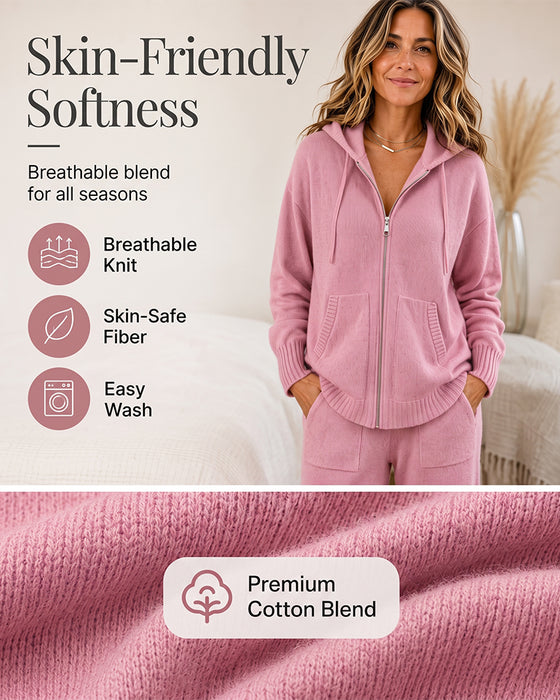 Cardigan Solid Hætte Lynlås