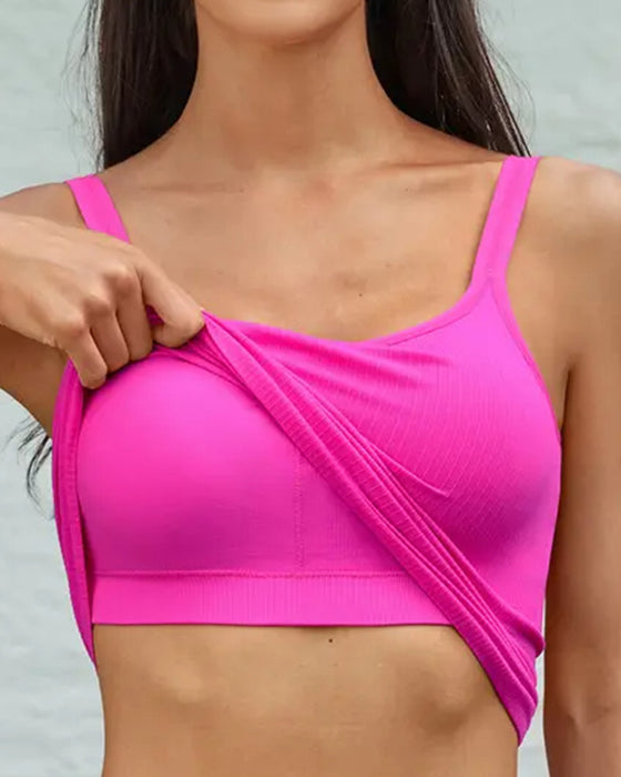 Tank Top Ensfarvet Farve Stropper U-Hals