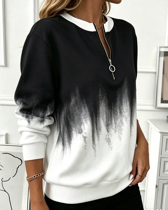 Sweatshirt Casual Gradient Langærmet