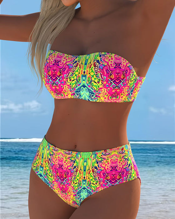 Bikini Stropløs Farve Tryk