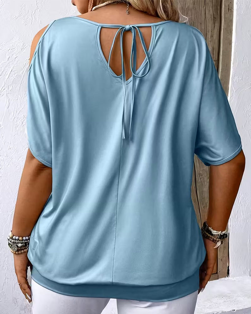 T-Shirt Afsat Skulder Fjerprint