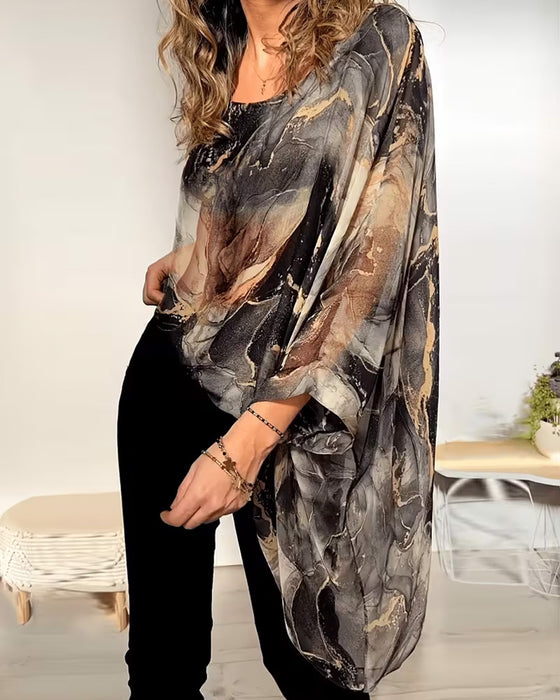 Bluse Flagermusærme Tie-Dye Løs