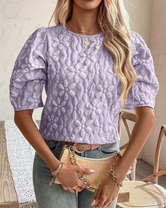 T-Shirt Puffærme Jacquard Kort
