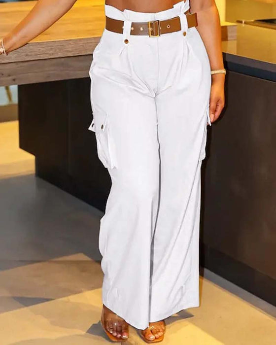 Hvide cargobukser med brede ben