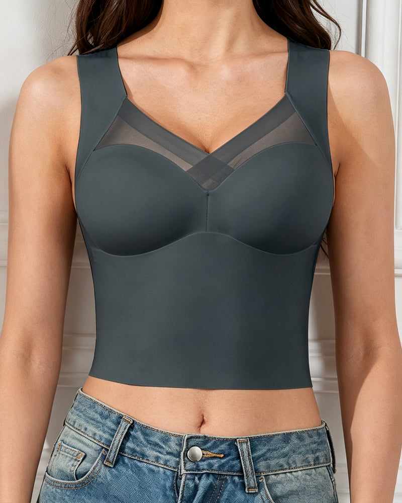Tank Top Mesh-Splicing Indbygget Bh