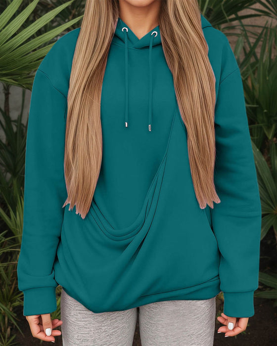 Hoodie Stor Lomme Ensfarvet
