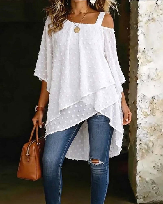 Bluse Tredimensionel Blomstret Enskuldret