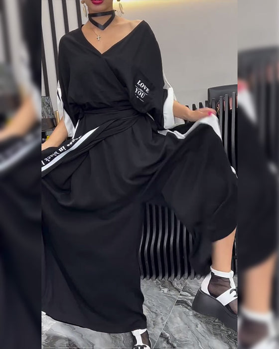 Jakkesæt V-Hals Uregelmæssig Løse Bukser