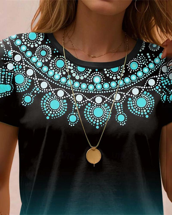 T-shirt i gradientstil med print