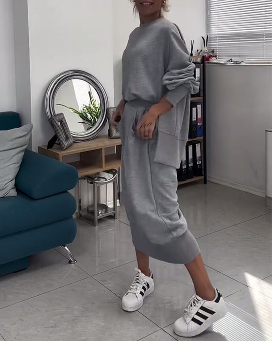 Sweatshirt & Nederdel Sæt Sammenhørende