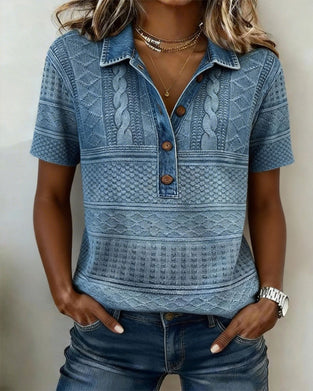 T-Shirt Nedfalds Krave Denim Trykt