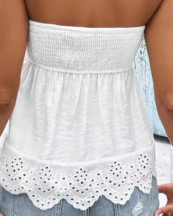 Bluse Rynket Udskæring Bandeau