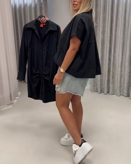 Bluse Krave Loose Fit Flagermusærme