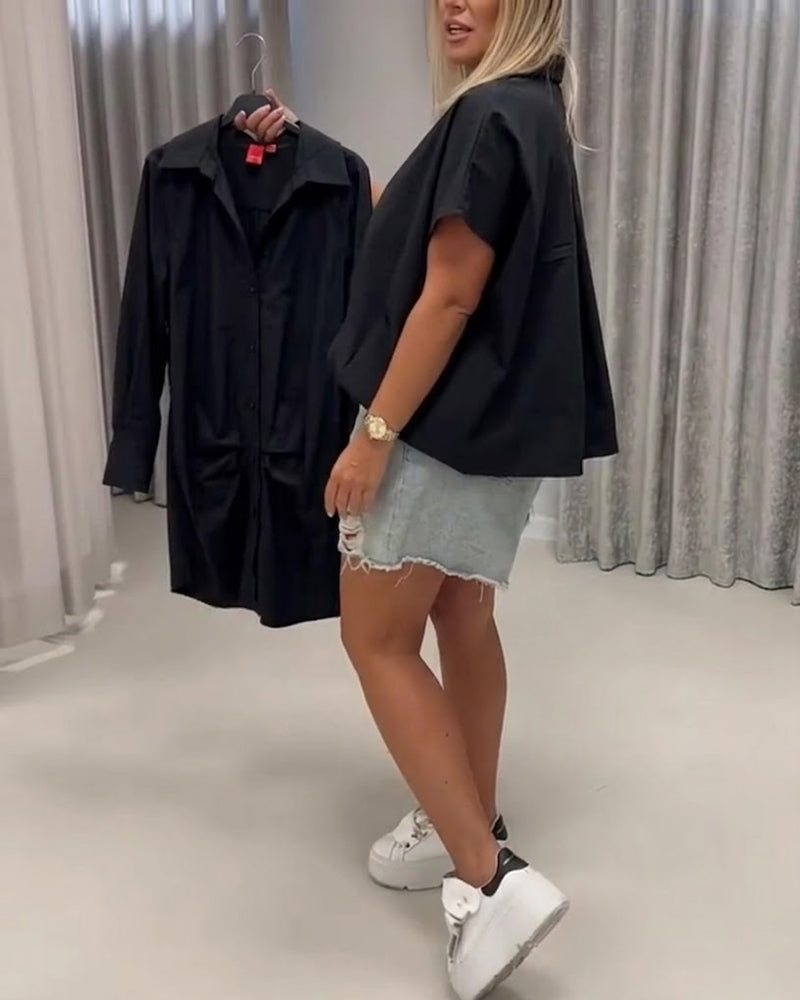 Bluse Krave Loose Fit Flagermusærme