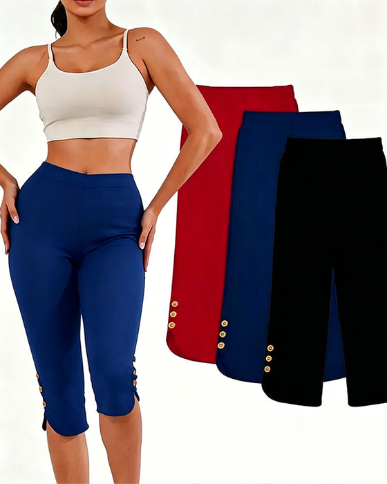 Leggings Ensfarvet Slim-Fit Afkortet