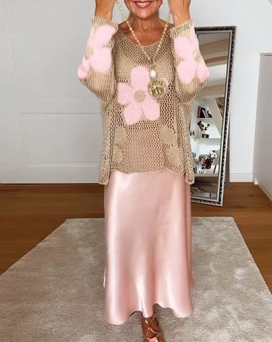 Elegant ensfarvet plisseret nederdel