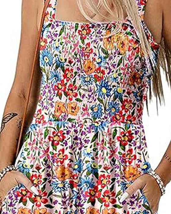 Jumpsuit blomstret afslappet stropshorts